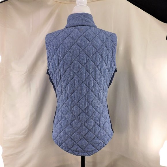 ZELOS NEW Blue Quilted Stretch Semi-Fitted w Pockets Zip Up Vest L - Picture 10 of 13